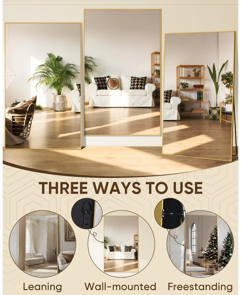 Antok Full Length Mirror 76"x34" Oversized Floor Mirror