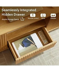 Rainsken 46.5" Fluted Wooden Oval Coffee Table