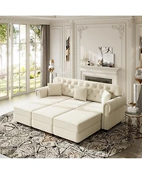 Streamdale Furniture Velvet Chesterfield Sofa with Nailhead Trim
