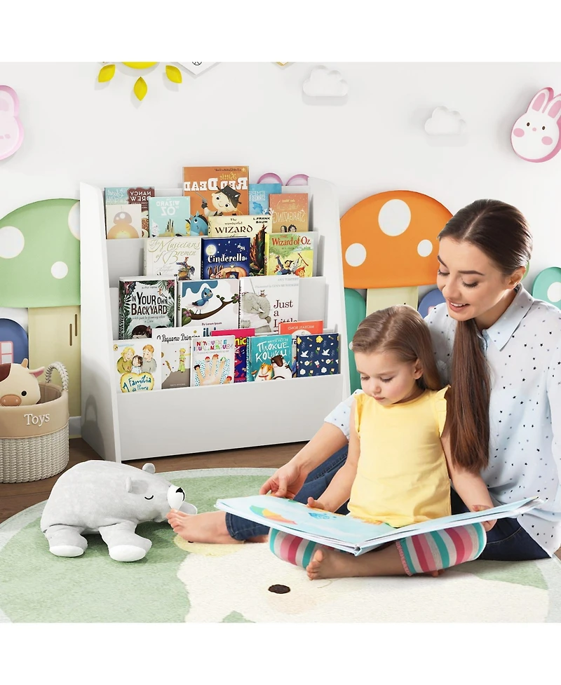 Gouun 4-Tier Kids Bookshelf with Deep Compartments for Bedroom