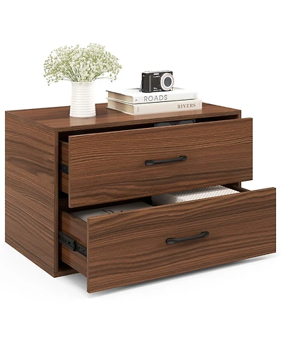 Gouun 2-Drawer Stackable Horizontal Storage Cabinet Dresser Chest with Handles