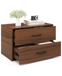 Gouun 2-Drawer Stackable Horizontal Storage Cabinet Dresser Chest with Handles