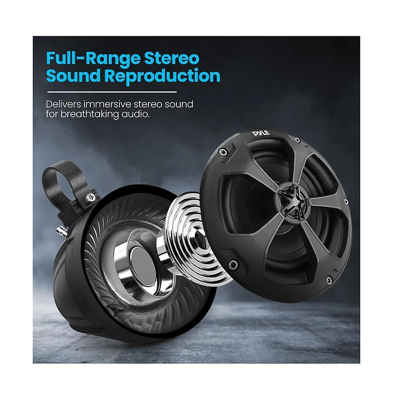 Pyle Waterproof Marine Speakers and 2-Channel Amplifier System Kit