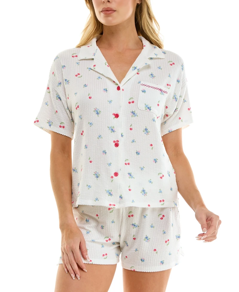 Roudelain Women's Short-Sleeve Top and Pull-On Shorts, 2Pc Set