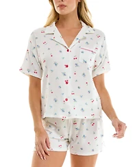 Roudelain Women's Short-Sleeve Top and Pull-On Shorts, 2Pc Set