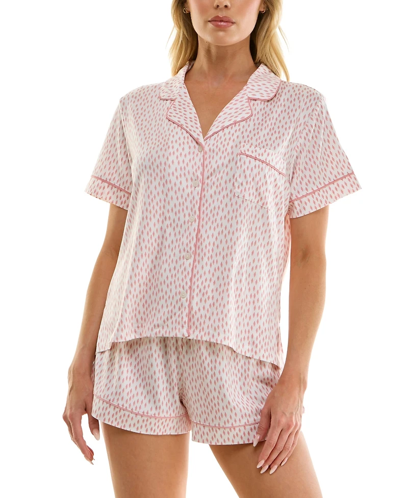 Sincerely Jules Women's Notch Collar Top and Pull-On Shorts, 2Pc Set