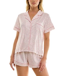 Sincerely Jules Women's Notch Collar Top and Pull-On Shorts, 2Pc Set