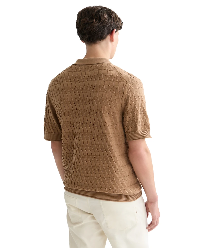 Scotch & Soda Men's Regular-Fit Pointelle Knitted Polo Shirt
