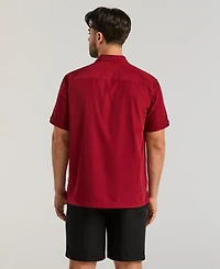 Cubavera Men's Pick Stitch Panel Short Sleeve Button-Down Shirt