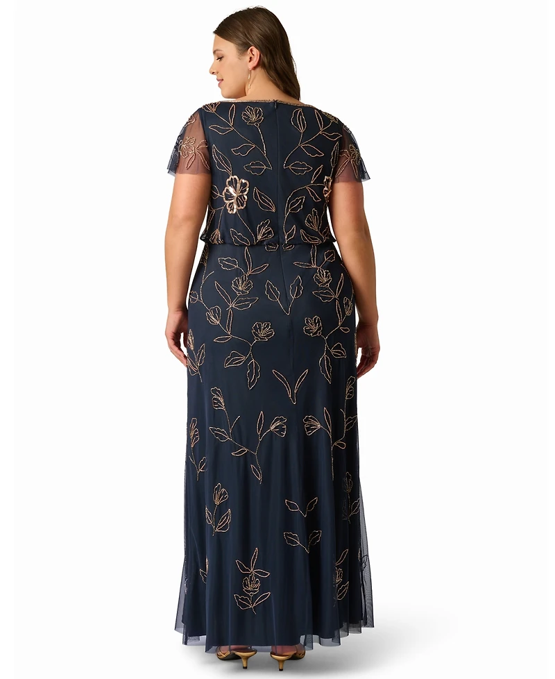 Adrianna Papell Plus Beaded Blouson Dress