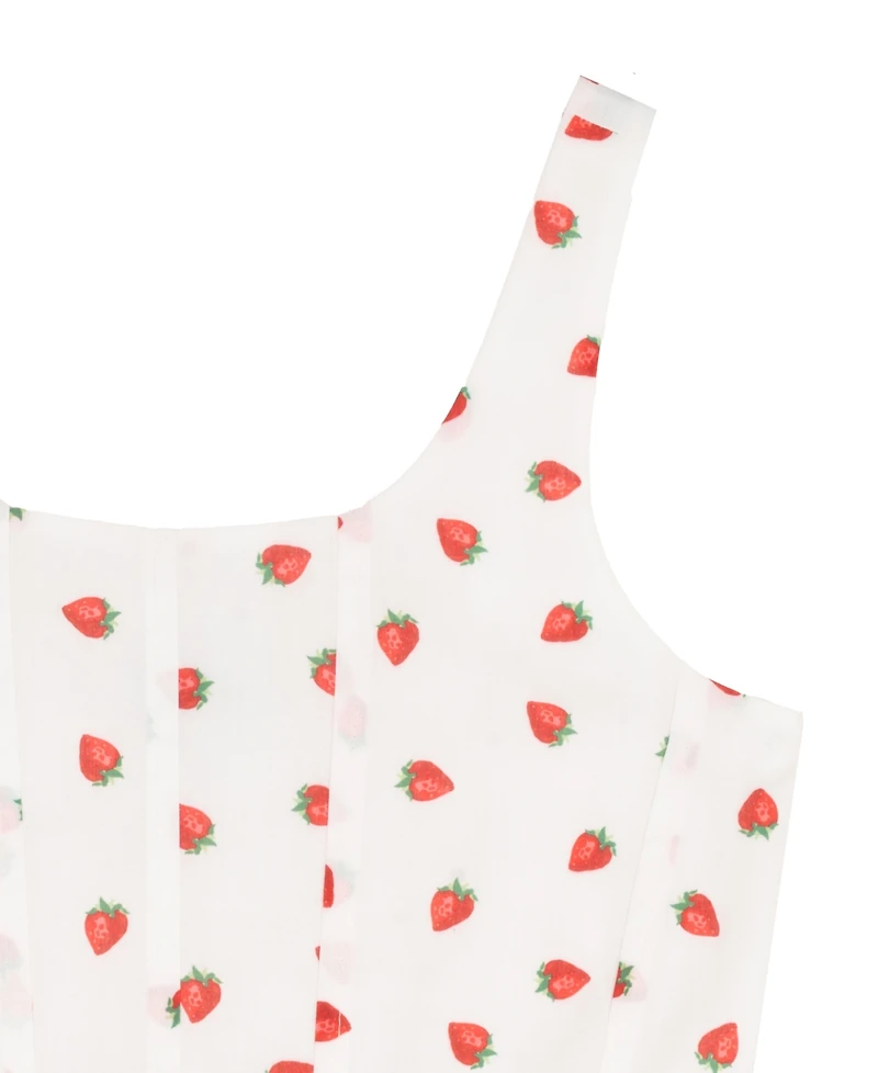 Rare Editions Girls' 7-16 Strawberry-Print Sleeveless Dress