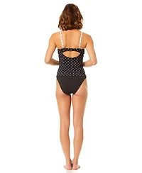 CeCe Women's Ruffle V-Neck Wire Adjustable Tankini Top