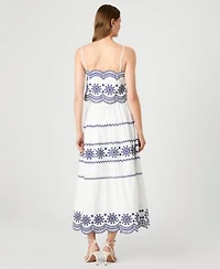 French Connection Womens Embroidered Strappy Top Embroidered Midi Skirt