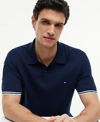 Tommy Hilfiger Men's Cable Knitted Short-Sleeve Polo Shirt