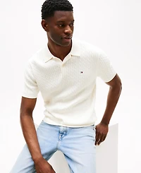 Tommy Hilfiger Men's Cable Knitted Short-Sleeve Polo Shirt