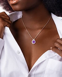 Macy's Blue Topaz (3 ct. t.w.) & White (5/8 Pendant Necklace Sterling Silver (Also Available Citrine Amethyst)