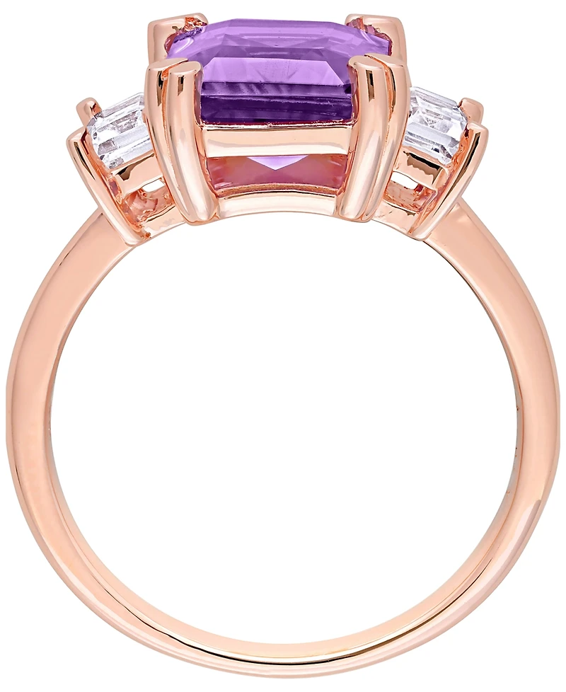 Macy's Amethyst (3-1/5 ct. t.w.) & White Topaz (3/4 Ring 18k Rose Gold Plated Sterling Silver (Also Available Garnet Blue Topaz)