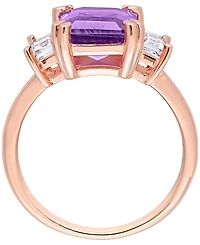 Macy's Amethyst (3-1/5 ct. t.w.) & White Topaz (3/4 Ring 18k Rose Gold Plated Sterling Silver (Also Available Garnet Blue Topaz)