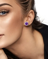 Macy's Blue Topaz (6 ct. t.w.) & White (1-1/6 Stud Earrings Sterling Silver (Also Available Citrine Amethyst)