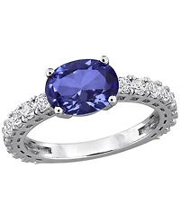 Macy's Lab Created Blue Sapphire (1-1/5 ct. t.w.) & White (1 Ring Sterling Silver