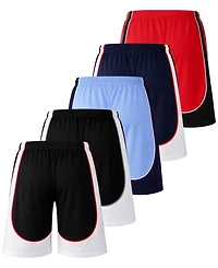 Galaxy By Harvic Jump Start Men's Moisture Wicking Performance Mesh Shorts With Pockets -5 Pack
