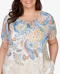 Alfred Dunner Plus Out of the Blue Ombre Paisley Short-Sleeve T-Shirt
