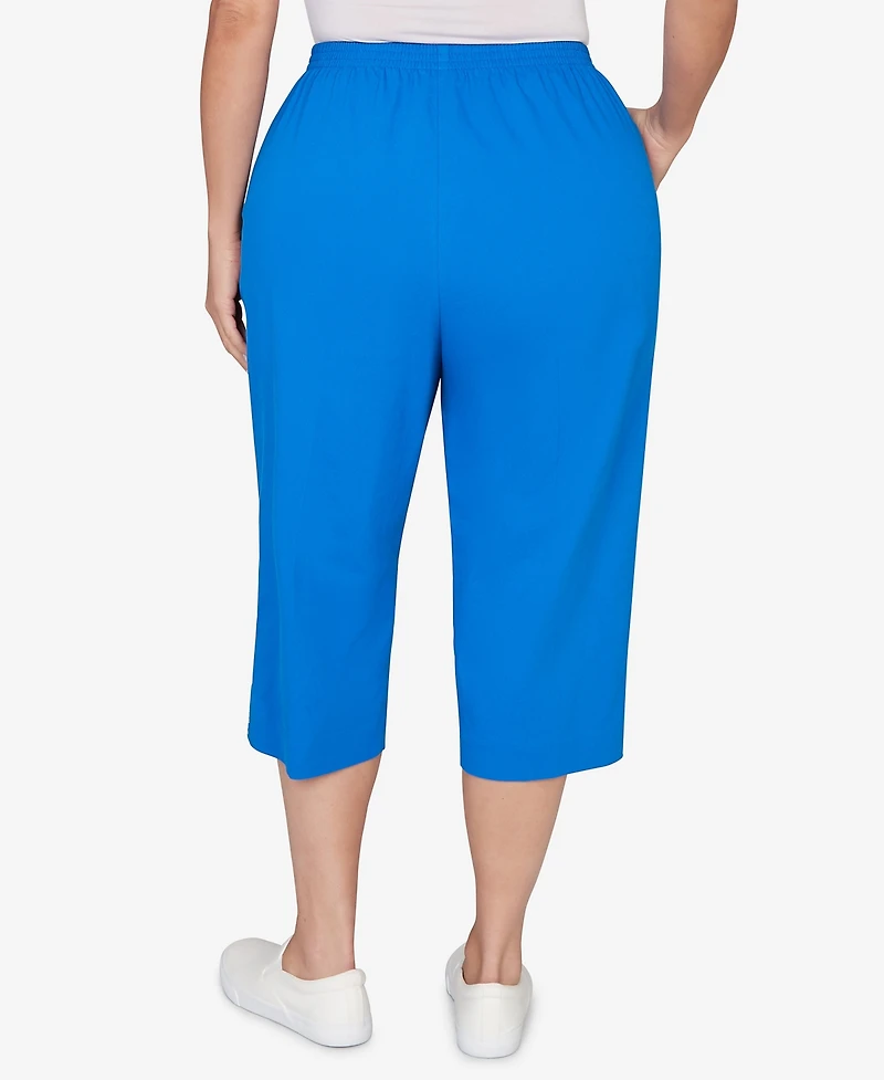 Alfred Dunner Plus Lady Liberty Heat Set Side Seam Pocket Capri Pants