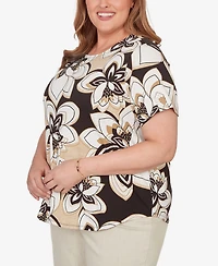 Alfred Dunner Plus Detail Driven Floral Stained Glass Short-Sleeve T-Shirt