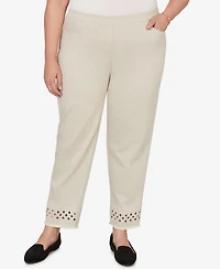 Alfred Dunner Plus Detail Driven Geometric Cut Out Flat Front Ankle Pants