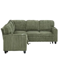 Streamdale Furniture L-Shaped Sectional Sofa Bed with Pull-Out Bed & Storage, Usb Charging