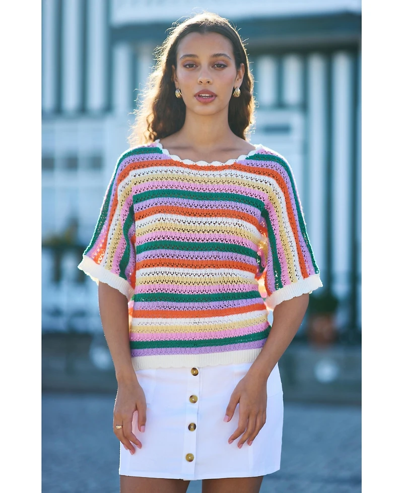 Yumi Women's Batwing Crochet Top