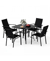 Slickblue 5 Piece Outdoor Dining Set with Stackable Chairs Square Table