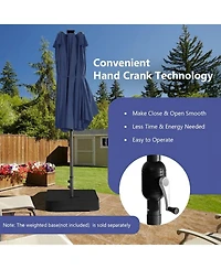 Gouun 15 ft Twin Patio Umbrella with 48 Solar Led Lights and Standby Battery