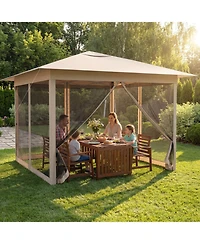 Gouun 11.5 x 11.5 ft Pop Up Canopy Tent with Four Zippered Mesh Screen Sidewalls