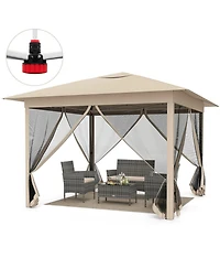 Gouun 11.5 x 11.5 ft Pop Up Canopy Tent with Four Zippered Mesh Screen Sidewalls