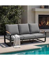 Tribesigns 78.7" Outdoor Patio Sofa with Removable Cushions and Metal Frame Couch