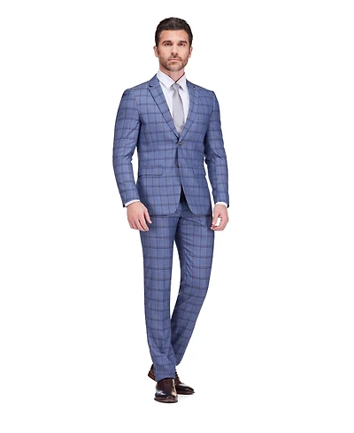 Gino Vitale Men's Slim Fit 2-Piece Performance Stretch Plaid Suit