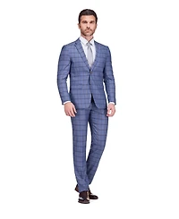 Gino Vitale Men's Slim Fit 2-Piece Performance Stretch Plaid Suit