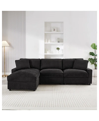 Streamdale Furniture Modular L-Shape Sectional Sofa with Ottoman and Storage
