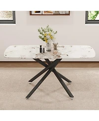 Streamdale Furniture Luxurious Marble Dining Table with Metal Legs