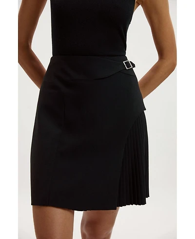 Karen Millen Women's Buckle Pleated Mini Skirt