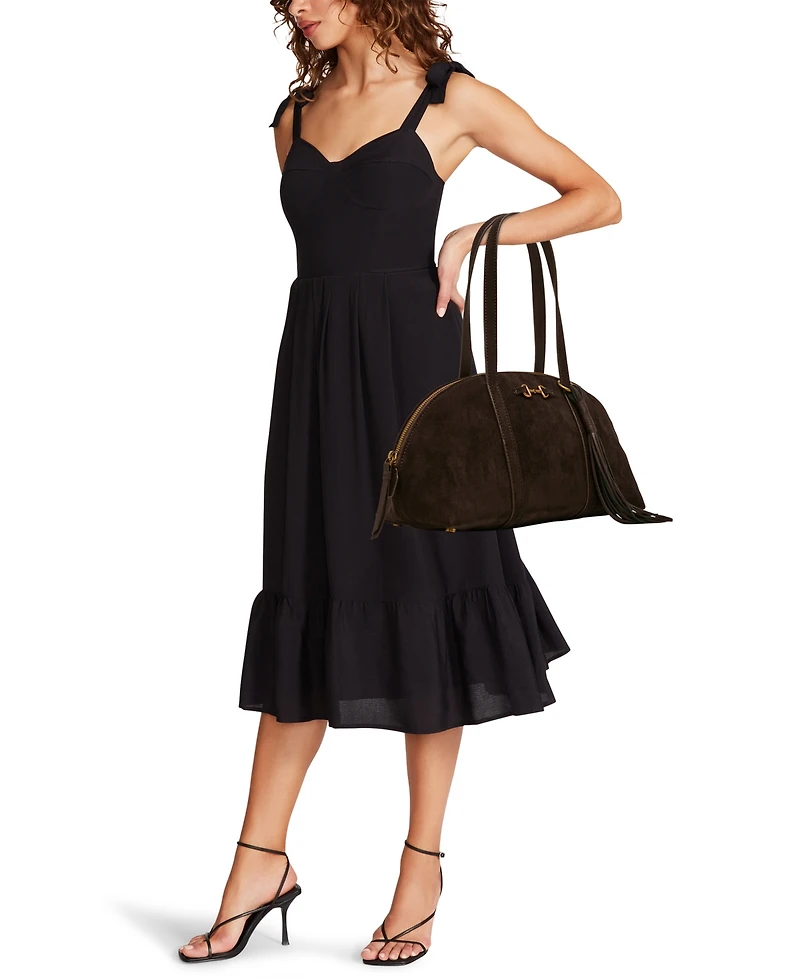 Anne Klein Faux Suede Medium Horse Bit Bowler Handbag