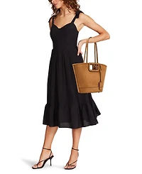 Anne Klein Textured Faux Suede Small Cut Out Handle Tote Handbag