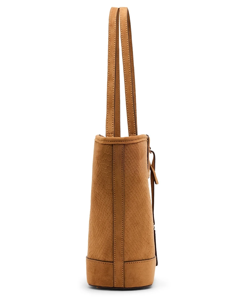 Anne Klein Textured Faux Suede Small Cut Out Handle Tote Handbag