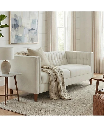 Streamdale Furniture 76" 3-Seater Sofa with Curved Armrests and Channel Tufting