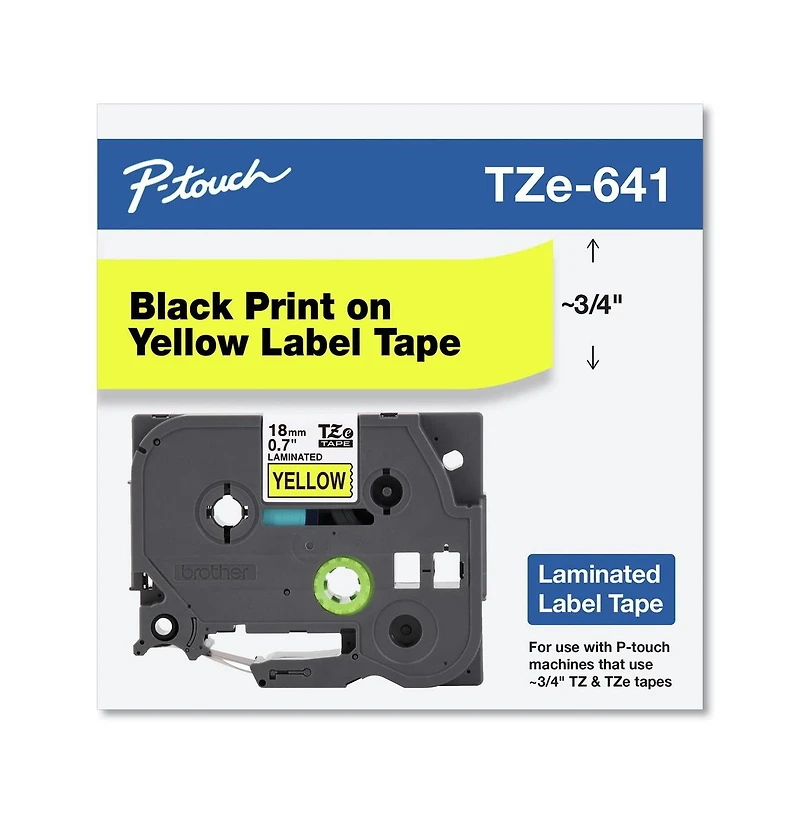 Brother P-Touch TZE641 0.7 in. x 26.2 ft. TZe Standard Adhesive Laminated Labeling Tape