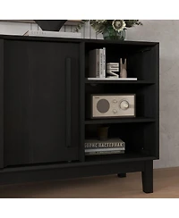 Streamdale Furniture Farmhouse Fluted Sideboard with 2 Doors & Solid Wood Feet