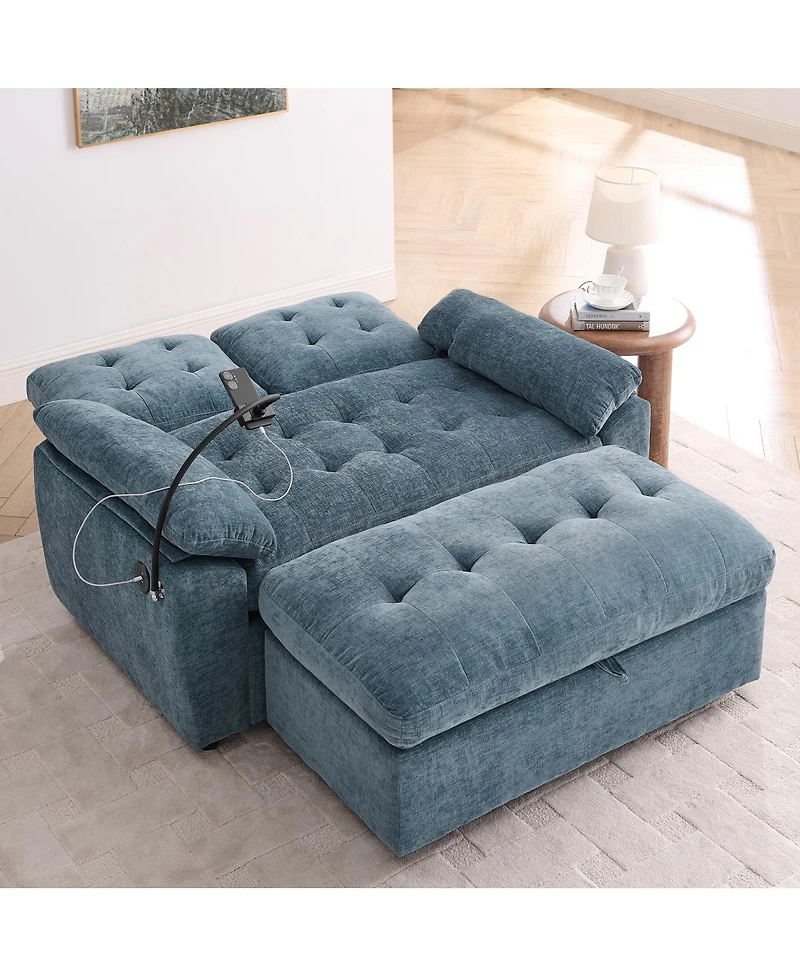 Streamdale Furniture Reclining Sofa w/Usb, Ottoman
