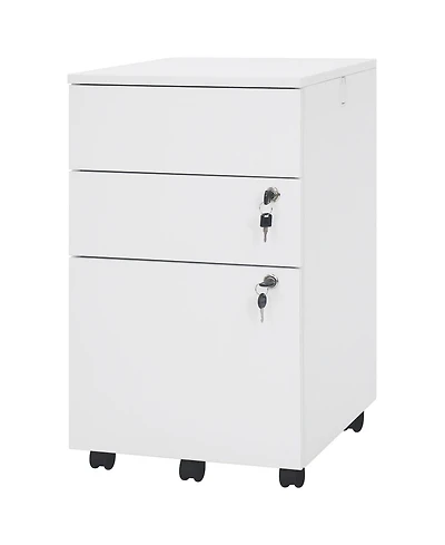 Gouun 3-Drawer Rolling File Cabinet with Lock and Full-Extension Drawer