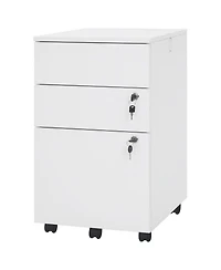 Gouun 3-Drawer Rolling File Cabinet with Lock and Full-Extension Drawer